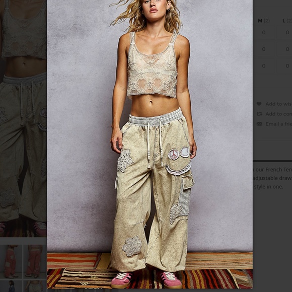 POL “ Jona “ POL French Terry Joggers with Crochet Patch Detail - Picture 4 of 6